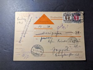 1921 Germany Danzig Postcard Cover Danzig to Zoppot