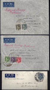 IRAQ UK 1930's THREE AIR MAIL BAGHDAD COVERS ON IMPERIAL AIRWAYS TO GERMANY & UK