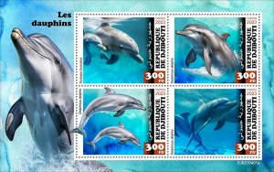 DJIBUTI - 2023 - Dolphins - Perf 4v Sheet - Mint Never Hinged