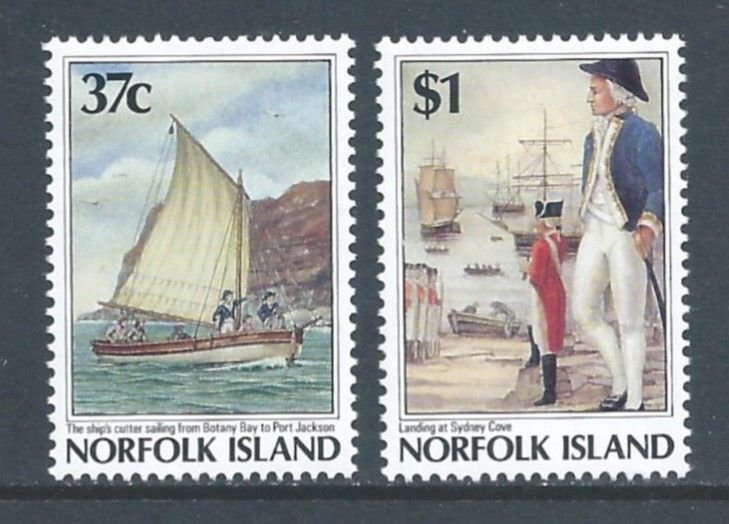 Norfolk Island #428,435 NH Bi-Centennial 1/25/88 Issues