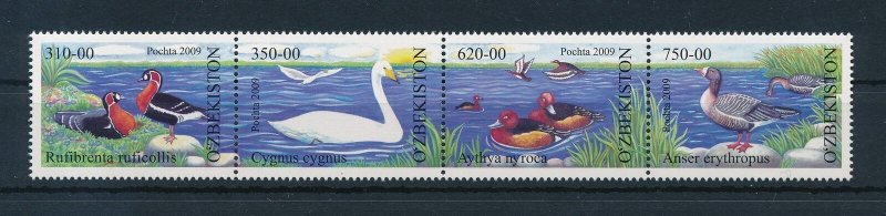 [111721] Uzbekistan 2009 Birds v�gel ducks swan goose  MNH