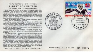 NIGER - 1966 Airmail - Albert Schweitzer Commemoration, 1875-1965  FDC14223