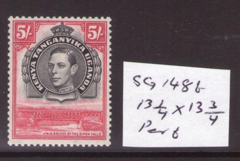 Kenya George VI 5/- SG148b perf 13.1/4 x13.3/4 lightly hinged.