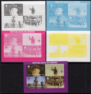 Benin 2009 Scouts/Sir Baden-Powell Sheetlet 4 Color Proofs + 1 Original MNH