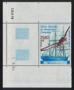 FSAT TAAF Tagged Grey-headed Albatross Bird Ship Corner Date 1995 MNH