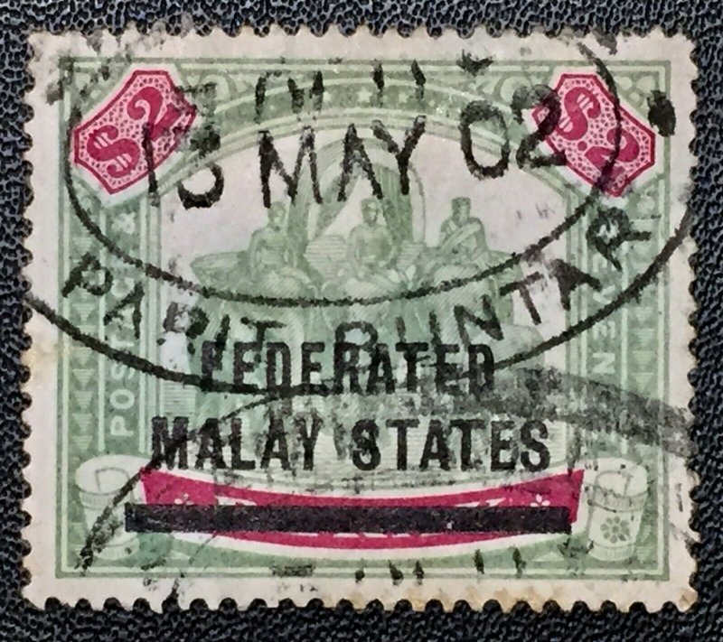 MALAYA FEDERATED MALAY STATES FMS opt PERAK Elephant 1900 $2 USED SG#12 M2817