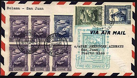 PORTUGUESE GUINEA 1941 first flight cover to Puerto Rico...................19996