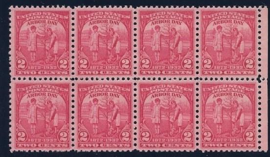 US #717 Block of 8, MNH, Arbor Day