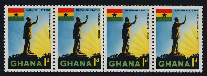 Ghana 49a paste up coil strip MNH Nkrumah Statue