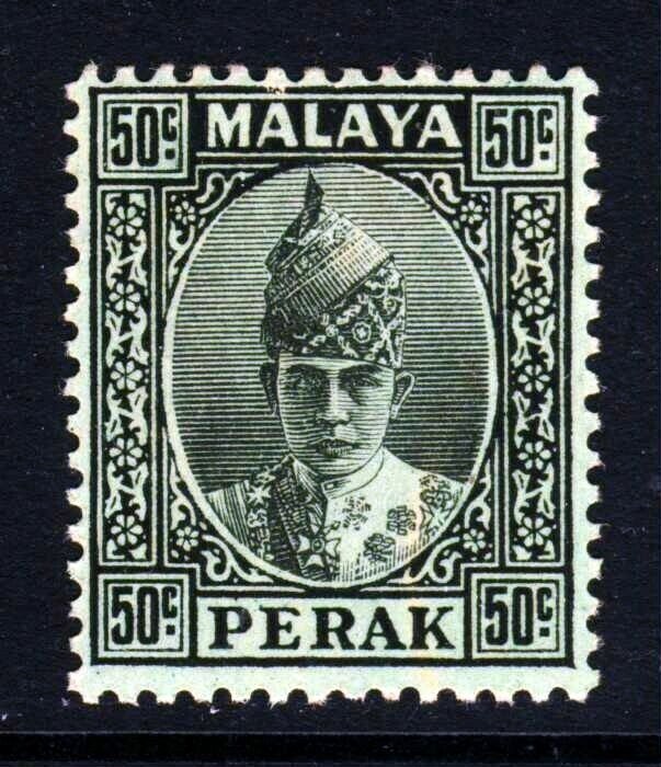 PERAK MALAYSIA 1938 Sultan Iskandar 50c. Black on Emerald Paper SG 118 MNH