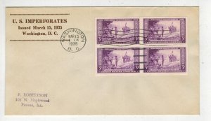 1935 NATIONAL PARKS SERIES SCARCE ROESSLER IMPERFORATE BLOCK OF 4 WISCONSIN