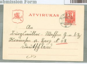 Latvia  1930 15c red, long message