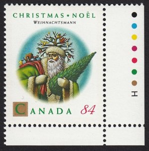 Christmas Santa * Wehnachtsmann* Canada 1992 #1454 MNH CORNER STAMP w/COLOR ID