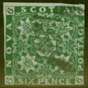 Nova Scotia 1857 6d Dp Green SG6 Ave Used