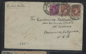 NIGERIA COVER (P2312B)  1946 KGVI 1D+1 1/2DX2 COVER PRINTED MATTER KADUNA TO USA 