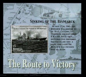 Bequia 2005 - World War II Navy Ships - Souvenir Stamp Sheet - Scott #357 - MNH