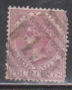 CEYLON Scott # 65 Used - Queen Victoria - Pulled Corner Perf