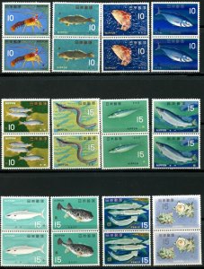 JAPAN Sc#860-871 1966-67 Fish & Sealife Complete 10 Sets OG Mint NH