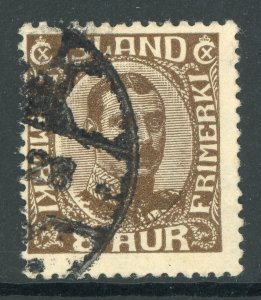 Iceland 1922 Christian X 8a Dark Brown Scott # 114 VFU D208