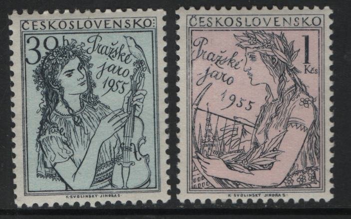 CZECHOSLOVAKIA, 692-693, HINGED, 1955, International music festival