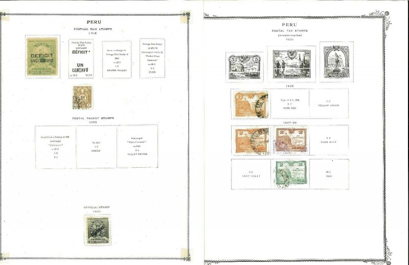 Peru 1868-1940 Used Hinged on Remaindered Scott Specialty Pages