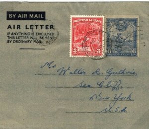 BRITISH GUIANA KGVI AIR-LETTER Stationery Air Mail USA New York{samwells} SG11