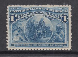 US Sc 230 MLH. 1893 1c deep blue Columbian