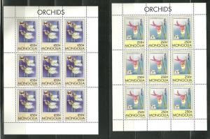 Mongolia 2269-77 MNH Orchids in sheets of 9 scv 54.00