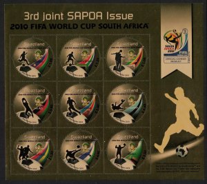 Swaziland World Cup Football Championship SAPOA Sheet GOLD Foil 2010 MNH