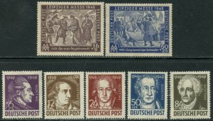 GERMANY DDR GDR Sc#10NB1-2, 10NB6-10 1948-49 Leipzig Fair, Goethe Complete OG MH