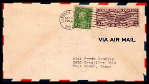 US Texas Feeder Survey Flight Lubbock,TX 1937 First Flight Cover