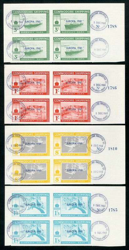 Guernsey Stamps Commodore Shipping Rare Lot of 4 Blocks Europa 1961