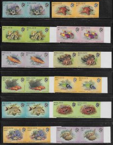 Belize Scott #'s 699 - 714 MNH Imperf pairs