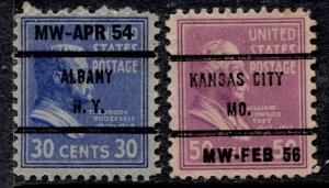 US Stamps #830, 831 USED PRE-CANCELS