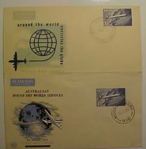 AUSTRALIA FDC QUANTAS 1958 2 DIFF