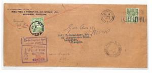 AO5 1932 GB Scotland *RENFREW* Postage Due RETOUR {samwells-covers}PTS