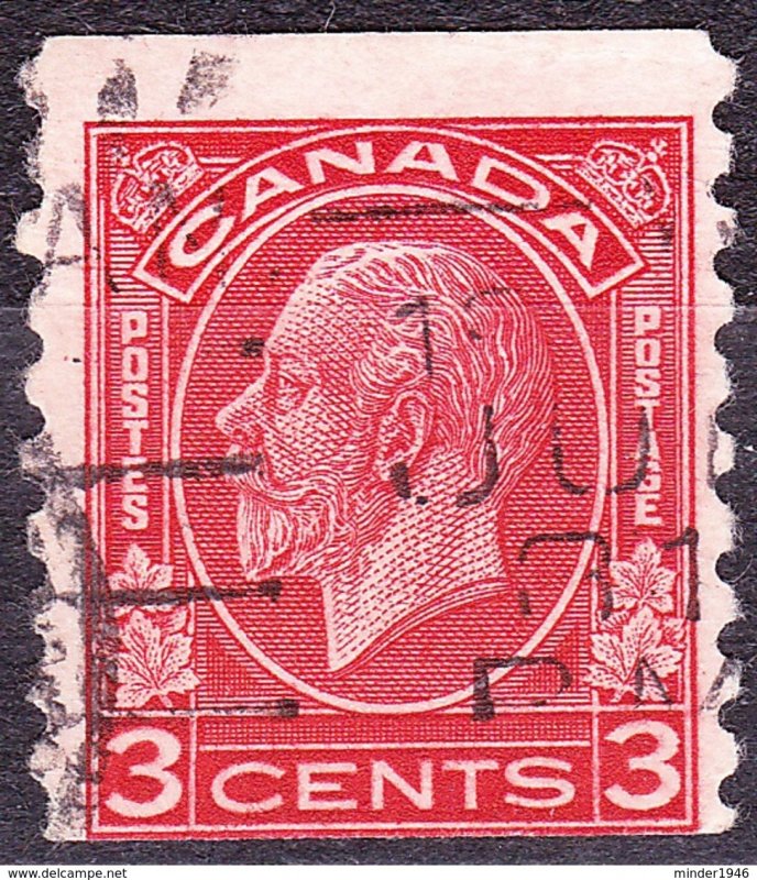 CANADA 1933 KGV 3c Scarlet Coil Stamp SG328 Fine Used
