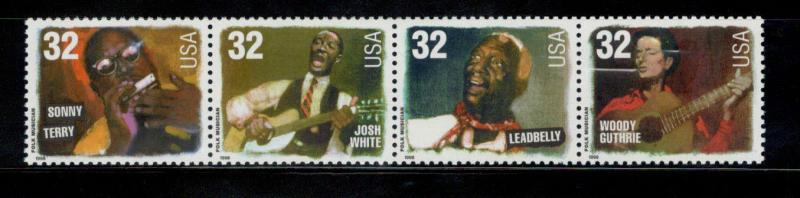 3212-15 Folk Musicians Strip Of 4 Mint/nh FREE SHIPPING