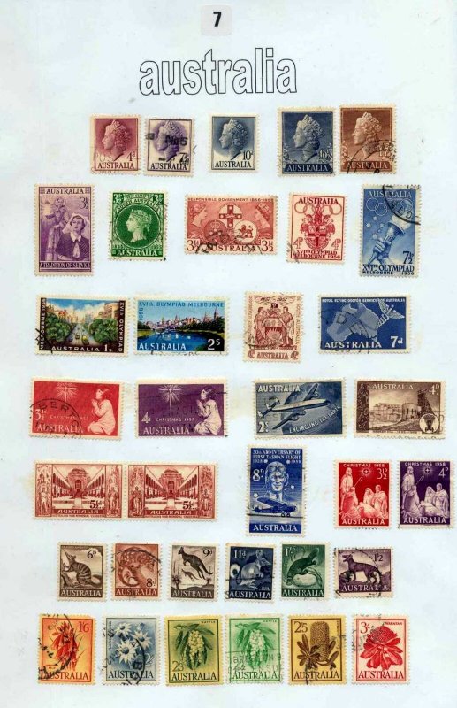 Australia QE MH Used To $10 Collection on Pages (Apx 200+Items)RAZ673