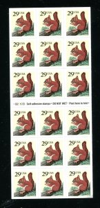 2489 2489a Red Squirrel Booklet of 18 29¢ Stamps MNH Never Folded