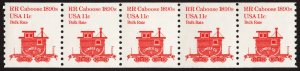 US 1905 MNH VF 11 Cent RR Caboose Strip of 5