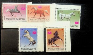 YEMEN - MUTAWAKELIE KINGDOM Mi 429-33 NH ISSUE OF 1967 - HORSES - (AJ24)