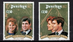 Scarce : 1986 Penrhyn Sc #343-44 Royal Wedding Sarah & Andrew MNH stamps Cv$8