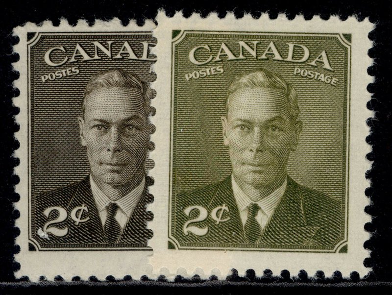 CANADA GVI SG415 + 415a, 2c SHADE VARIEITES, M MINT.