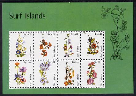 Surf Island Flowers perf sheetlet containing complete set...