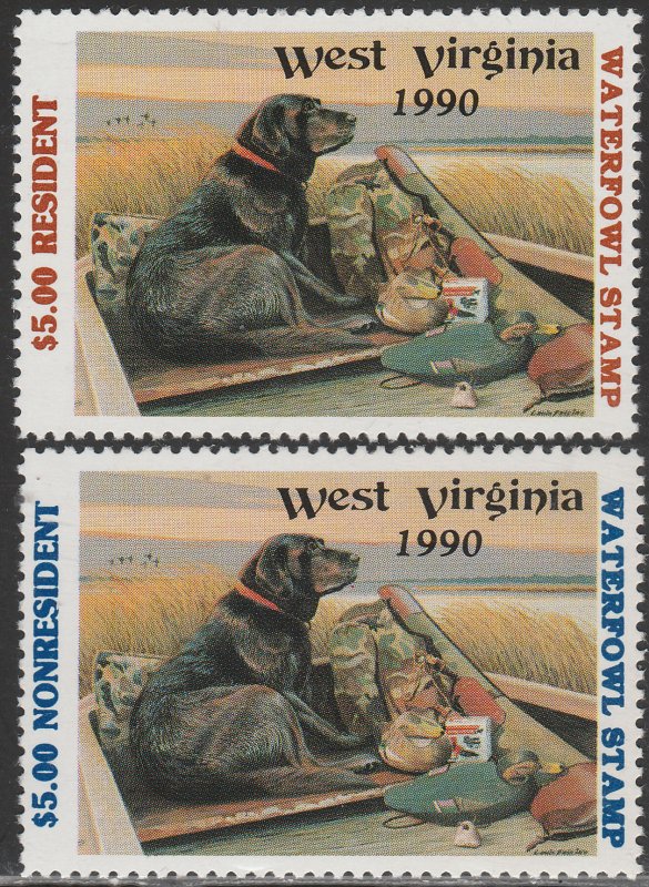 U.S.-WEST VIRGINIA 7-8, STATE DUCK HUNTING PERMIT STAMP. MINT, NH. VF