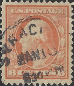 US Scott #379 Used VF 6 Cent 1911 George Washington Stamp