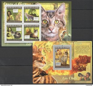 2011 Guinea Faune & Flore Fauna Pets Cats Les Chats Kb+Bl ** Bc158