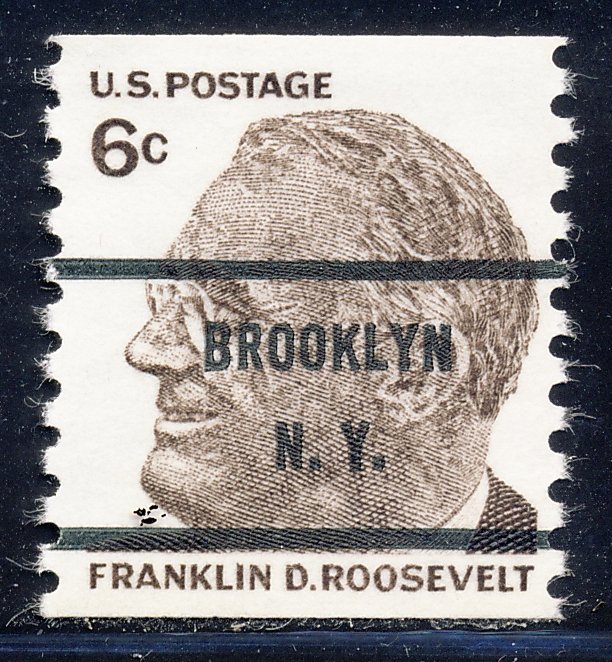 Brooklyn NY, 1305-71 Bureau Precancel, 6¢ coil Roosevelt