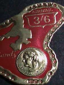 ​TONGA 1964 SC#C-9 GOLD REPLICA MAP SHAPE-CARMINE-3 SH 6 P-STAMP-MNH VERY FINE